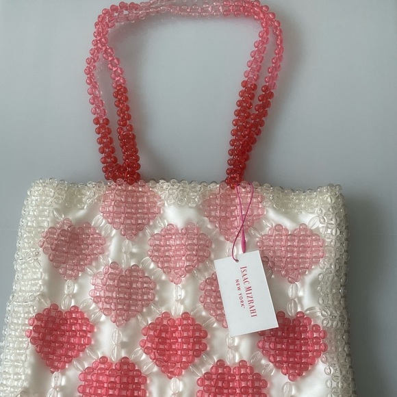 NWT Isaac Mizrahi beaded heart valentines purse tote bag - Picture 3 of 4